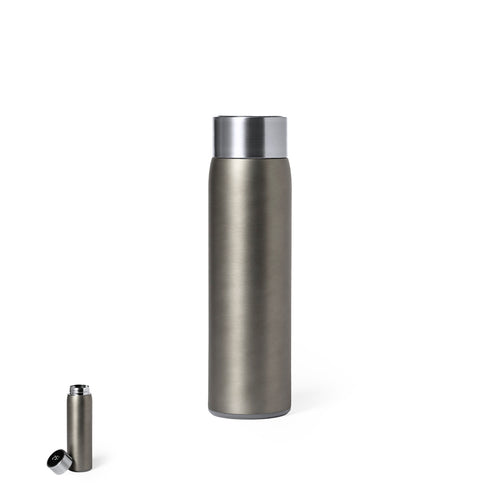 Doppellagige Edelstahl-Thermoflasche, mit integriertem Touch-Temperaturmesser im Verschluss - Kenay Personalisiert