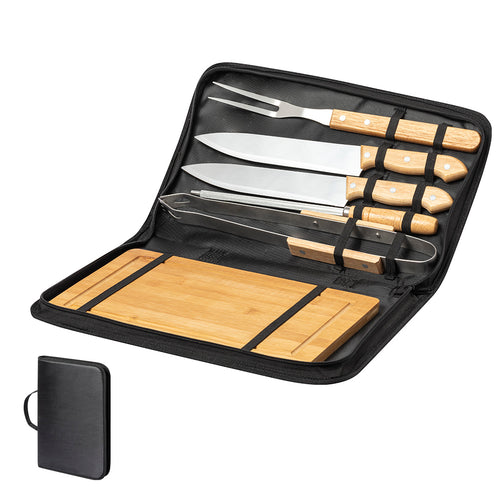 Nature Line Grillset und 6 Zubehörteile aus Metall mit Holzgriff - Craxton Personalisiert