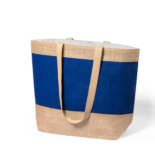 Tasche aus einer robusten Kombination aus laminierter Jute und laminierter Baumwolle mit Griffen aus natürlicher Baumwolle - Raxnal Personalisiert