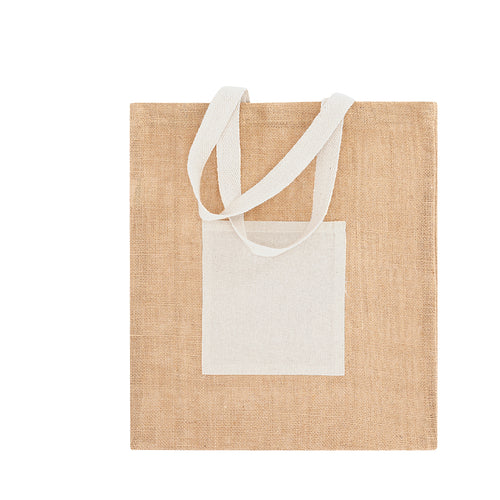 Tasche aus einer widerstandsfähigen Kombination aus 240 g/m2 Jute und Baumwollgriffen, alles in Naturtönen - Flobux Personalisiert