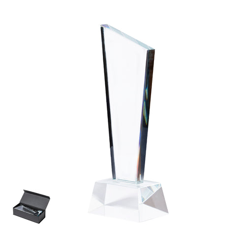 Trophäe aus dickem Glas mit exklusivem Design und widerstandsfähigem Sockel - Lanton Personalisiert