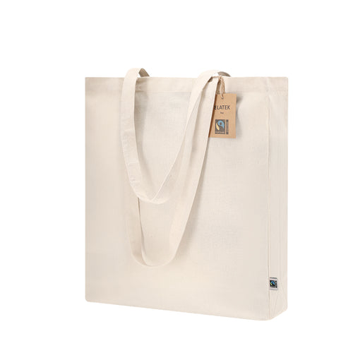 Tasche in Nature-Linie, hauptsächlich aus Baumwolle mit 180 g/m² im Naturton gefertigt - Elatek Fairtrade Personalisiert
