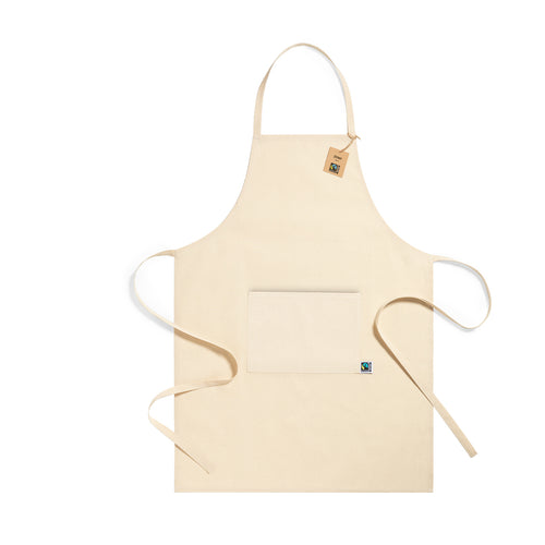 Linie "Natur" Schürze aus Baumwolle 180g/m2 in einem natürlichen Farbton - Zowi Fairtrade Personalisiert