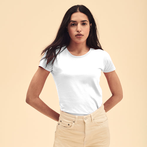 Weißes Damen-T-Shirt Iconic von Fruit Of The Loom Personalisiert