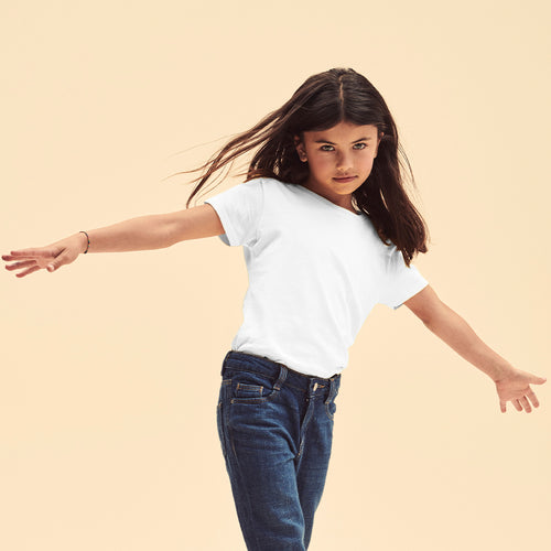 Weißes Mädchen-T-Shirt Iconic von Fruit Of The Loom Personalisiert