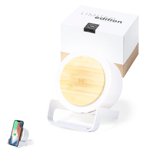 Multifunktionale Limited Edition-Lampe mit Lautsprecherfunktion, kabellosem Ladegerät und Halterung für mobile Geräte - Sadow Personalisiert