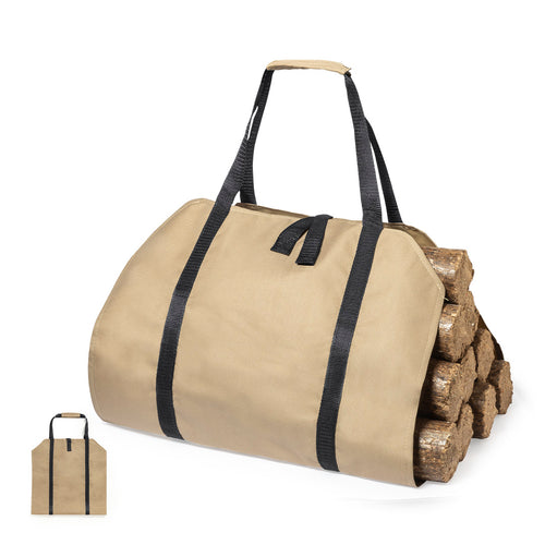 Kaminholztasche aus widerstandsfähigem Polyester, mit einem sehr praktischen und bequemen Design, um Kaminholz ohne Risiko von Kratzern und Handverletzungen zu transportieren - Priya Personalisiert