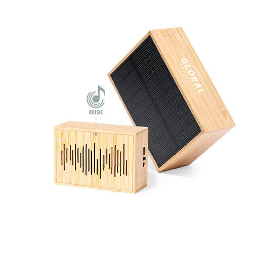 Solar-Lautsprecher der Linie Natur, hergestellt aus Bambus aus nachhaltiger Forstwirtschaft mit FSC TM -Zertifizierung - Laurens Personalisiert
