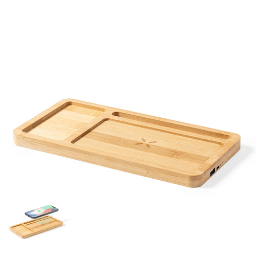 Kabelloser Organizer und Ladegerät 15W der Linie Natur - Golbar Personalisiert