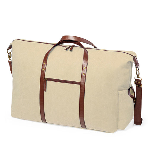 Elegante Tasche aus widerstandsfähigem 480g/m2 Canvas, mit praktischen und widerstandsfähigen PU-Ledergriffen rund um die Tasche - Stariux Personalisiert