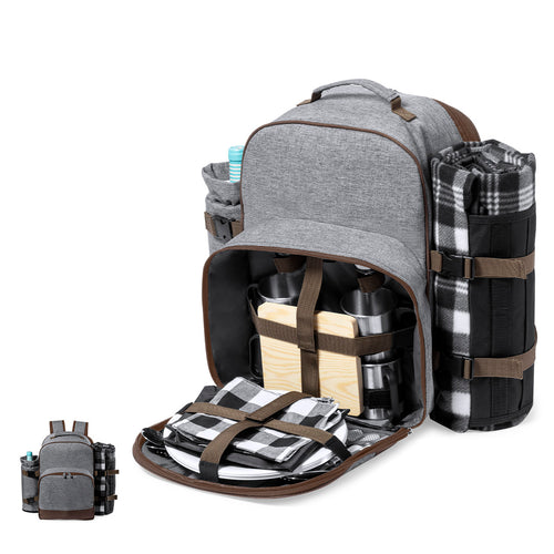 Picknick-Rucksack für 4 Personen mit komplettem Zubehör, hergestellt aus widerstandsfähigem 600D RPET - Seyman Personalisiert