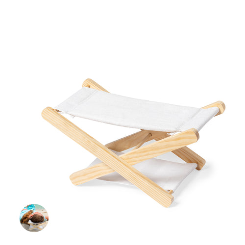 Echte klappbare Kopfstütze mit Struktur aus Holz und Stoff aus Baumwolle mit natürlichem Finish - Maretis Personalisiert