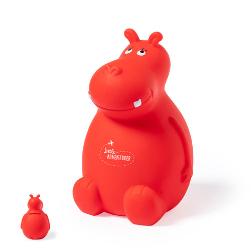 Coole spaarpot in hippo-design, gemaakt van zacht en resistent PVC, veilig voor kinderen Personalisiert