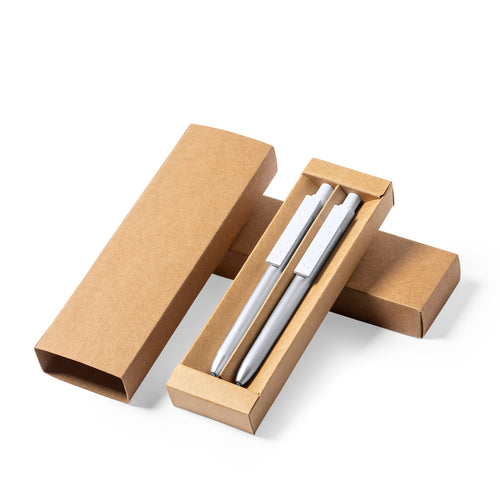 Umweltfreundliches Set aus Kugelschreiber und Tintenroller aus recyceltem Aluminium und mit Details aus recyceltem ABS (RABS) - Harzur Personalisiert
