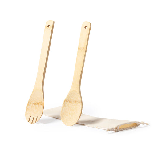Salatset mit 2 Utensilien aus widerstandsfähigem Bambus - Berter Personalisiert