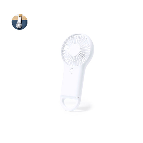 Ventilator aus widerstandsfähigem ABS in weißer Farbe, mit integriertem Karabiner - Dayane Personalisiert