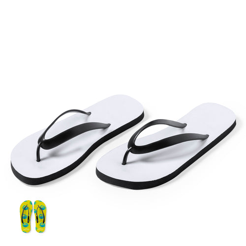 Paar Flip-Flops mit 100 % anpassbarer Sohle und speziell für den Sublimationsdruck konzipiert - Badrak Personalisiert