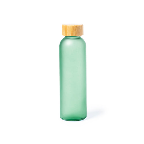 Flasche aus der Naturlinie mit einem Fassungsvermögen von 500 ml, mit Glaskörper, Schraubverschluss aus Bambus und BPA-frei - Eskay Personalisiert