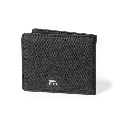 Elegantes Portemonnaie und Kartenetui aus RPET-Polyester mit schwarzem Finish - Kenxo Personalisiert