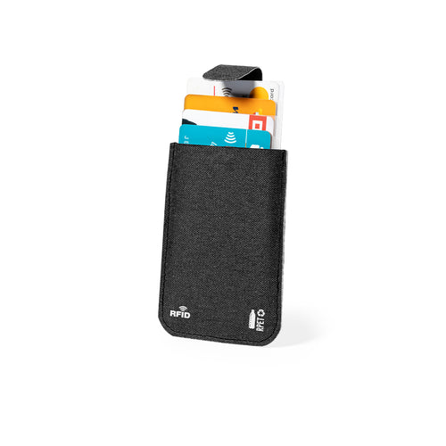 Elegant wallet and card holder made of RPET polyester with black finish - Guarex Personalisiert