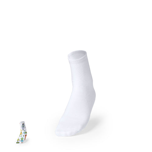 Ein Paar Socken aus weißem Polyester, speziell für den Sublimationsdruck entwickelt - Sakam Personalisiert