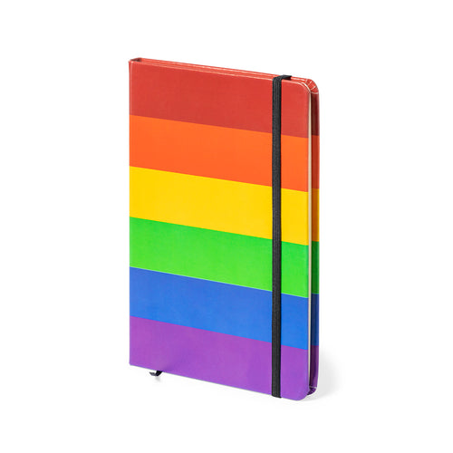 Mehrfarbiger Regenbogen-Notizblock, mit weichem PU-Ledereinband und Gummiband - Locomix Personalisiert