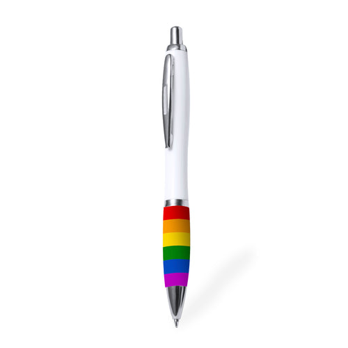 Regenbogen-Kugelschreiber mit mehrfarbigem Griffstück und weißem Schaft - Poison Personalisiert