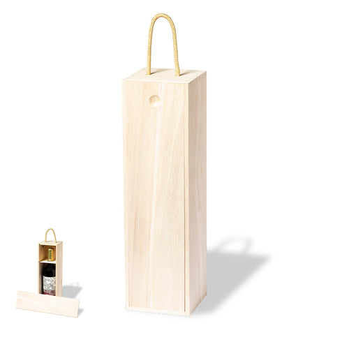 Hochwertige Präsentationsbox für 1 Flasche, aus natürlichem Paulownia-Holz, leicht und stabil - Grimbur Personalisiert