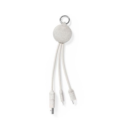 Ladekabel mit Ring aus Weizenstroh, das die Verwendung natürlicher Rohstoffe fördert und Schadstoffemissionen reduziert - Dumof Personalisiert