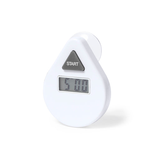 Timer aus widerstandsfähigem ABS mit weißer Oberfläche und Saugnapfbefestigung - Vorad Personalisiert