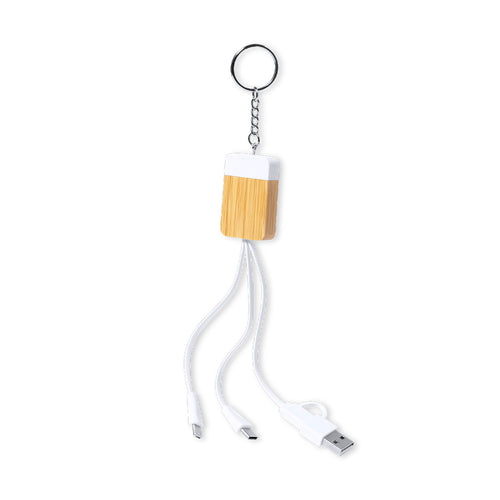 Ladekabel mit Schlüsselring, hergestellt aus Bambus mit Marmorextrakt-Einsatz - Brestin Personalisiert