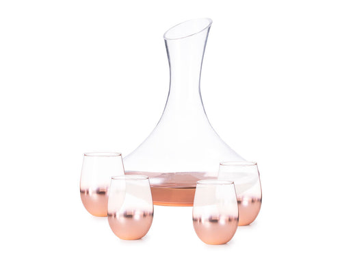 Elegantes Weinset aus Glas mit einer zarten und innovativen rosa Beschichtung mit Farbverlauf - Prescot Personalisiert
