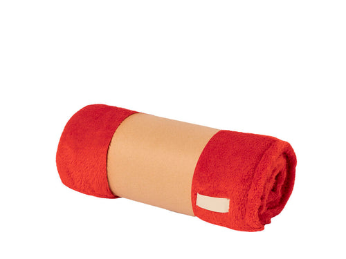 130x160cm Soft-Touch-Decke aus korallenrotem Fleece mit Anti-Pilling-Effekt 260g/m2 - Durmok Personalisiert