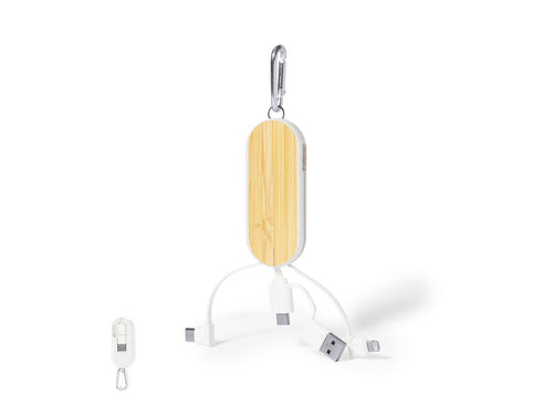 Ladekabel mit Karabiner aus Weizenfaser und Bambus - Abby Personalisiert