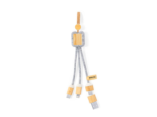 Ladekabel aus Bambus und RPET-Filz - Braxton Personalisiert