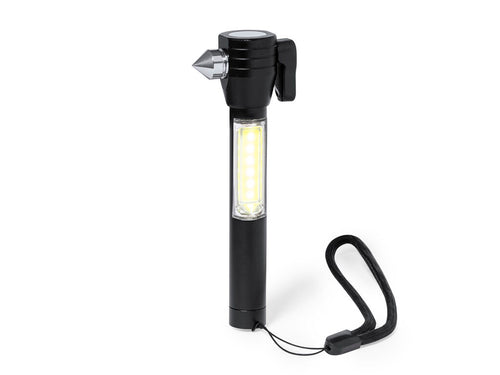 Vielseitiger Nothammer mit drei Funktionen: eine leistungsstarke Taschenlampe mit 6 COB-Leuchten, die mit Knopfbatterien (im Lieferumfang enthalten) betrieben werden, eine Metall-Glasbrecherspitze und eine...