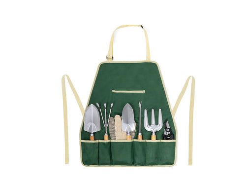 Komplettes Gartenarbeitsset mit 7 Zubehörteilen und verstellbarer Schürze mit Taschen - Kuruma Personalisiert