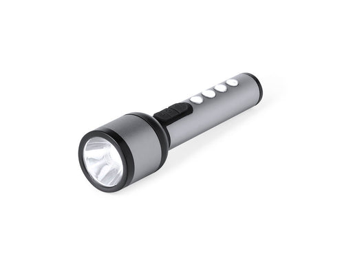 Leistungsstarke Taschenlampe aus Aluminium mit edlem Design in Metallic-Grau mit schwarzen Akzenten - Eterial Personalisiert