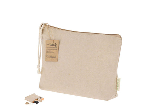 Kulturtasche aus recycelter Baumwolle in elegantem Naturton - Theris Personalisiert