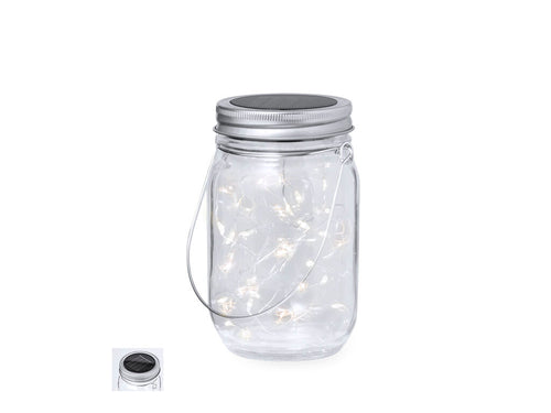 Cooles, solarbetriebenes Gefäß und Lampe aus widerstandsfähigem Glasmaterial mit einem dekorativen Innenstreifen aus 20 LEDs - Rodina Personalisiert