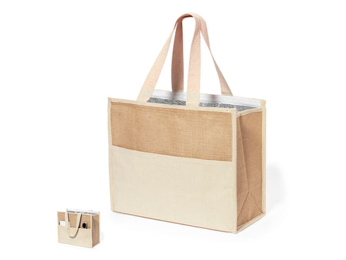 Kühler aus einer Kombination aus Baumwolle und laminiertem Jute, innen mit isothermischem Aluminium - Presli Personalisiert