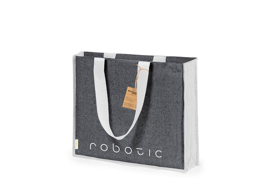 Tasche aus recycelter Baumwolle mit einem Flächengewicht von 140 g/m² in Kombination mit Jute - Talara Personalisiert