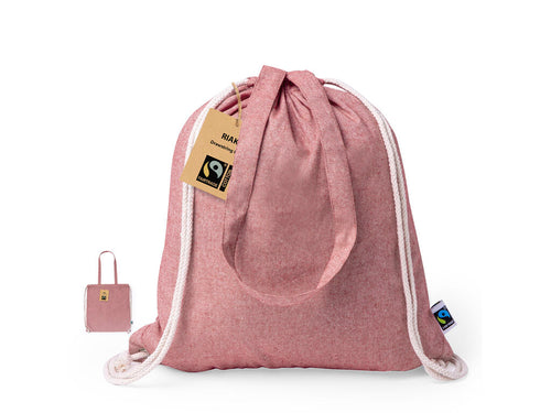 Natur Linie Seilrucksack, hergestellt aus Baumwolle 140g/m2 - Riak Fairtrade Personalisiert