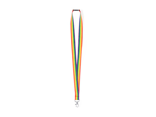 Mehrfarbiges Regenbogen-Lanyard aus weichem Polyester - Mapik Personalisiert