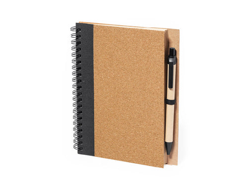 Notizbuch- und Kugelschreiber-Set aus Kork und recyceltem Karton - Gienah Personalisiert