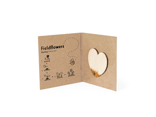 Samenherz aus natürlichem Holz, mit Wildblumensamen, bereit zum Einpflanzen - Liani Personalisiert