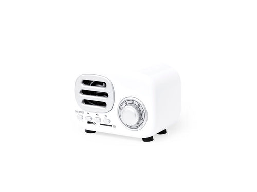 Kompakter Lautsprecher im Vintage-Stil, geformt wie ein altes Radio, mit 3 W Leistung - Florens Personalisiert