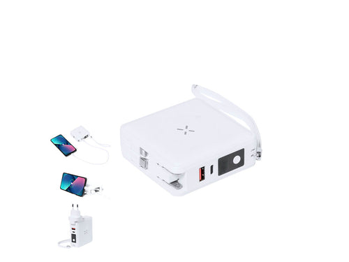 Kabelloser, multifunktionaler und vielseitiger Reiseadapter mit integrierter Powerbank mit 10 - Joks Personalisiert