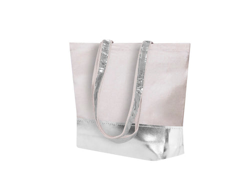 Tasche aus recycelter Baumwolle mit einem Flächengewicht von 220 g/m² in Kombination mit metallisierter Kunstleder - Hitalax Personalisiert