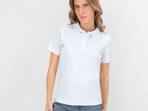 Piqué-Poloshirt für Damen in Weiß - Koupan Personalisiert